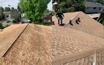 dimensional asphalt roof shingles installation on the underlayment of the house construction 